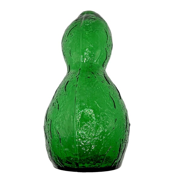 Vintage Hand Blown Art Glass Vase Double Gourd Shape Green Texture Free Form 10" - Picture 2 of 6
